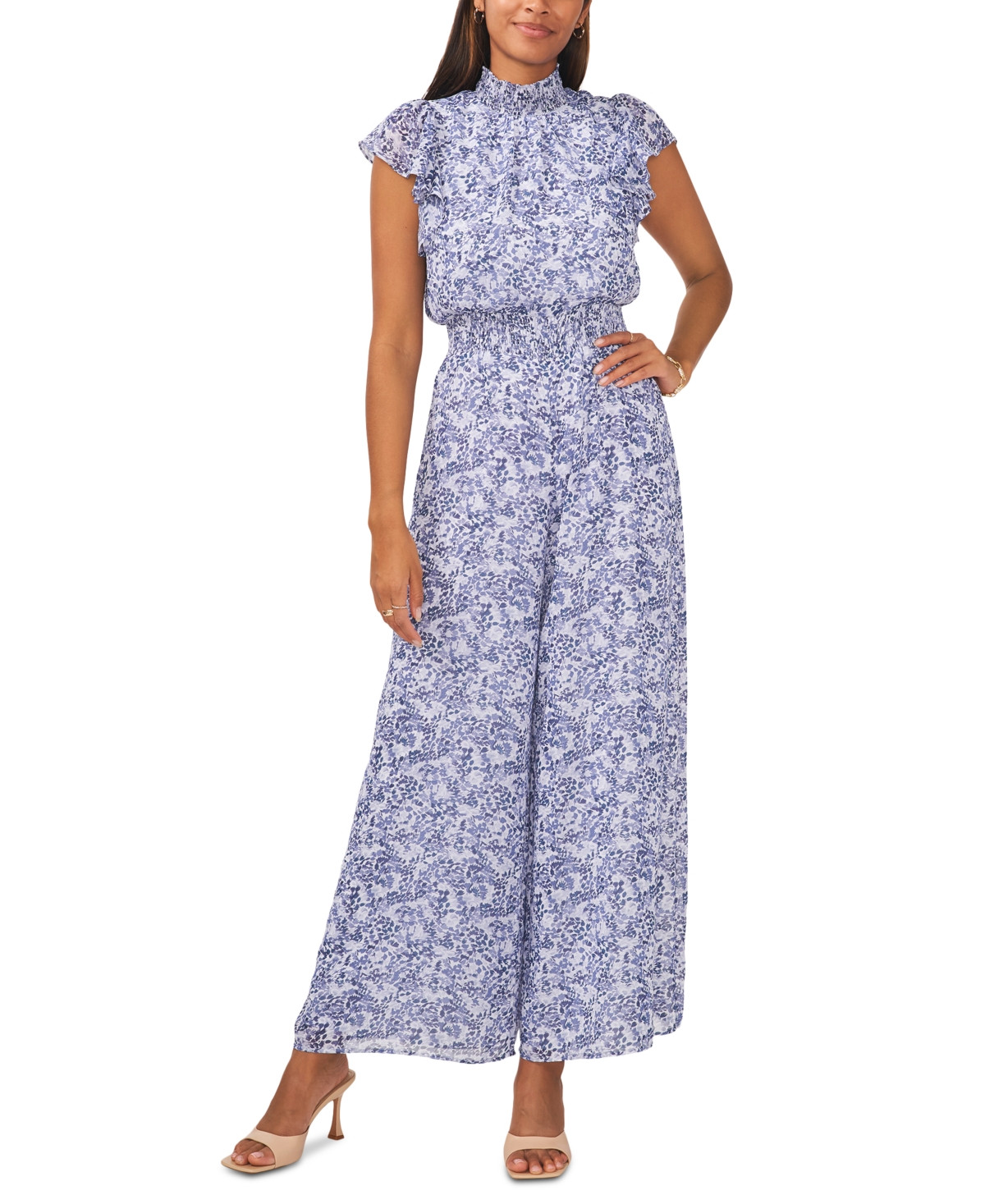 Msk Women's Flutter-Sleeve Smocked-Waist Jumpsuit | Macys (US)