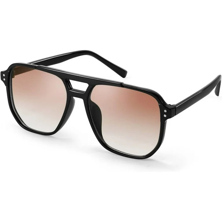 Retro Square Aviator Sunglasses Women Men 70s Vintage Trendy Plastic Frame Sun Glasses B2835 | Walmart (US)