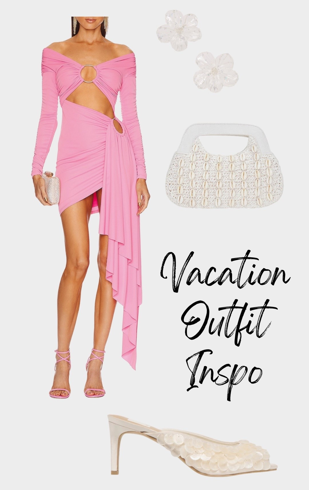 Island vacation, outfit inspiration, pink dress, cut out dress, shell purse, shell bag, white handbag, shell shoes, shell heels, Turks and Caicos, Punta Cana, Aruba, Mexico, pink mini dress, vacation dress, birthday dress, outfit of the day

#LTKootd #LTKTravel #LTKHoliday