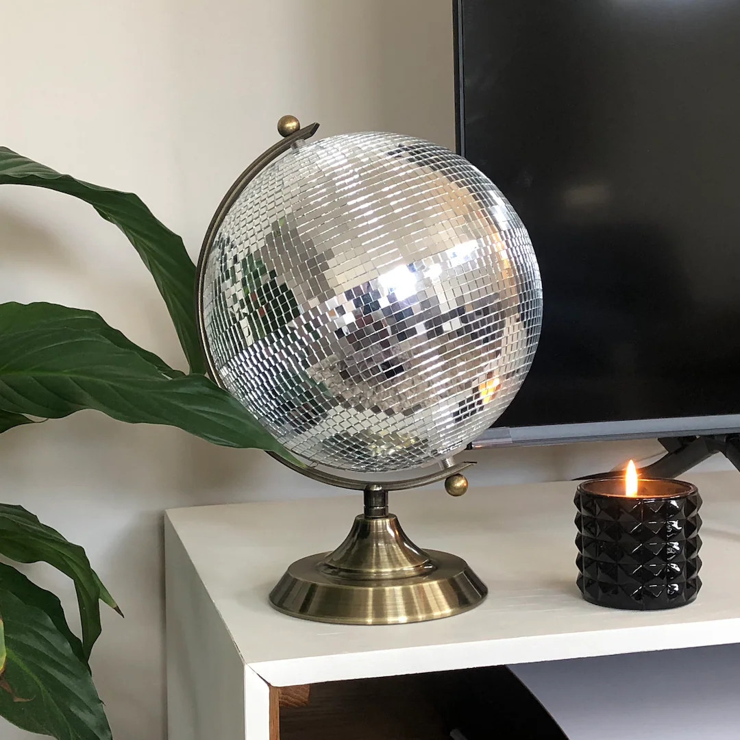 Brass Disco Globe, Retro Design, Trendy Home Decor. Melting Disco Ball Inspired Centrepiece. Hand... | Etsy (US)