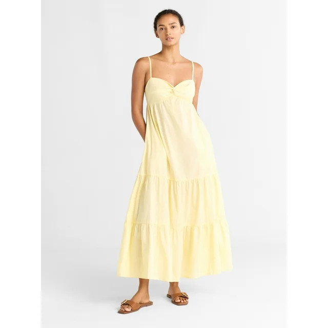 Free Assembly Women's Twist Front Cotton Maxi Dress, Sizes XS-XXXL | Walmart (US)
