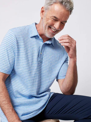 Cloud Stripe Short-Sleeve Polo | Faherty