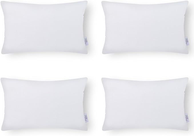 Ashler Set of 4 Hypoallergenic Throw Pillow Inserts Standard Square Polyester Sham 12" x 20" | Amazon (US)
