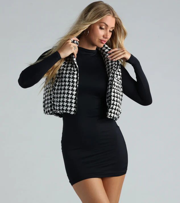 New Trends Houndstooth Puffer Vest | Windsor Stores