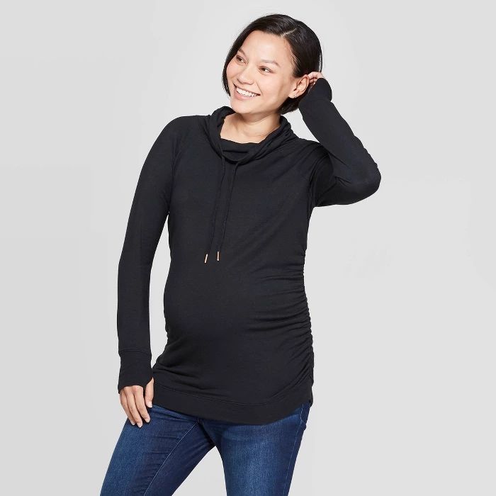 Maternity Long Sleeve Cowl Neck Sweatshirt - Isabel Maternity by Ingrid & Isabel™ Black | Target