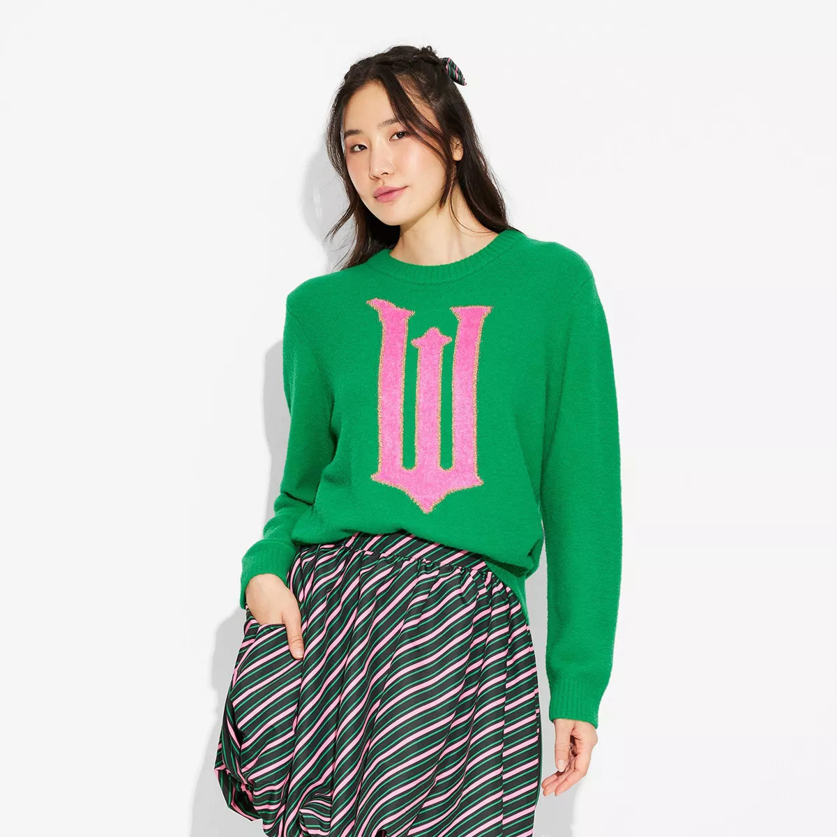 Adult Wicked W Graphic Sweater - Green | Target