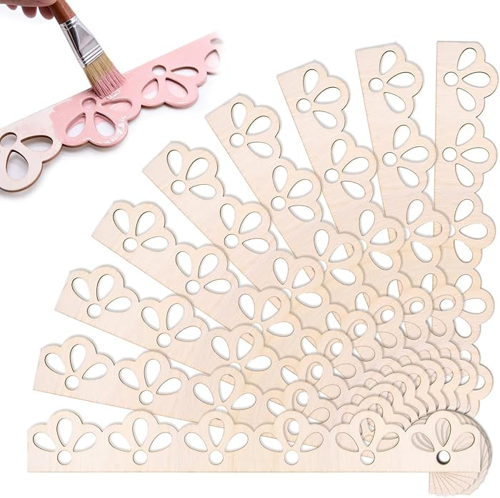 12 Pack Unfinished Scalloped Decorative Wood Trim Scalloped Edge Decorative Wood Molding Cute DIY... | Amazon (US)
