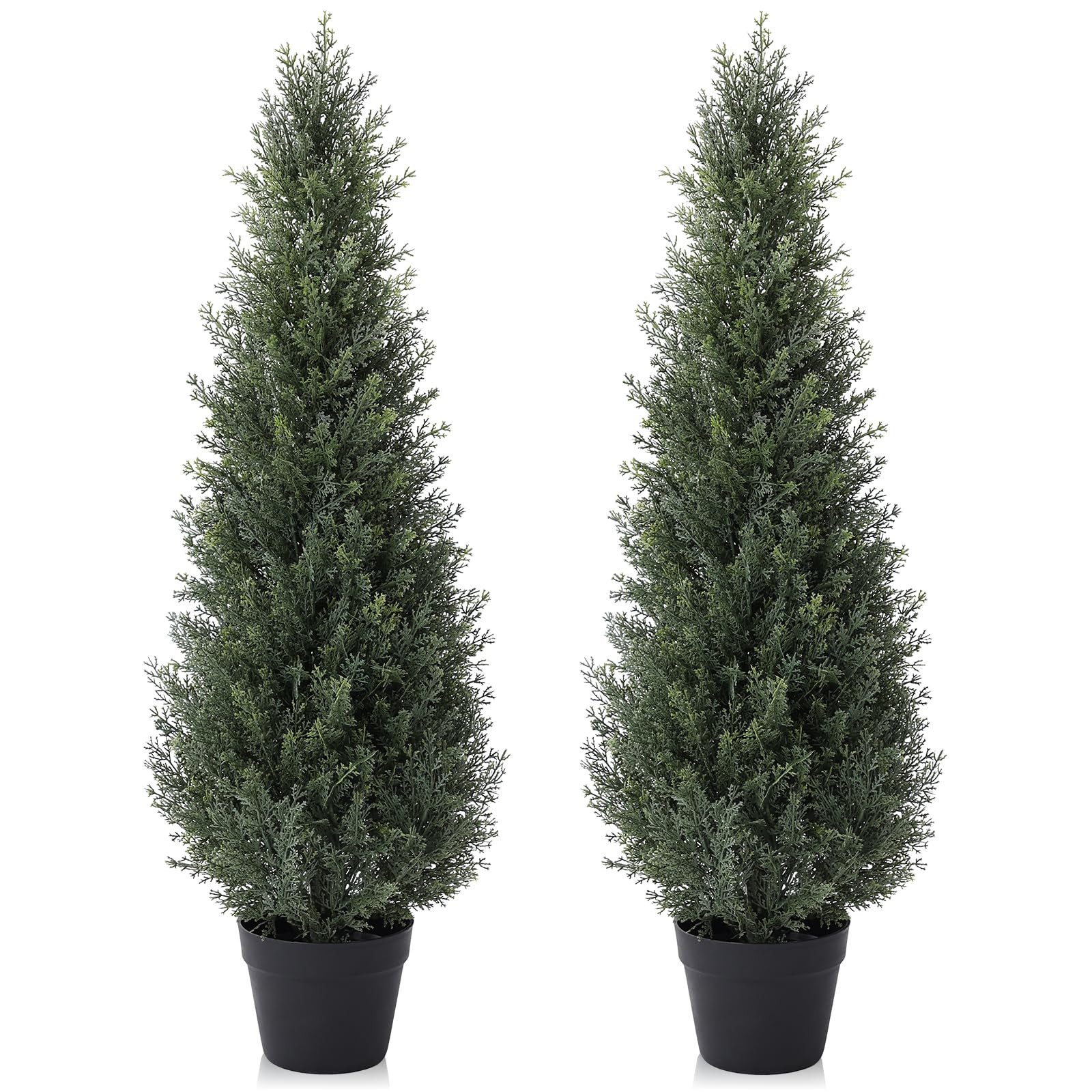 3FT Artificial Cedar Topiary Trees for Outdoors Potted Fake Cypress Trees Faux Evergreen Plants f... | Amazon (US)