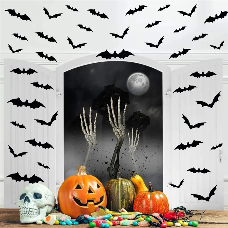 48pcs, 3D Black PVC Bat Halloween Decoration - Scary Decor Props For Bar Room, Wall Sticker - Per... | Temu Affiliate Program