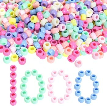 1000+ Pcs Pony Beads Pastel Bulk Multiple Colors 6x9 mm Plastic Bracelet Beads Pony Beads for Bra... | Amazon (CA)