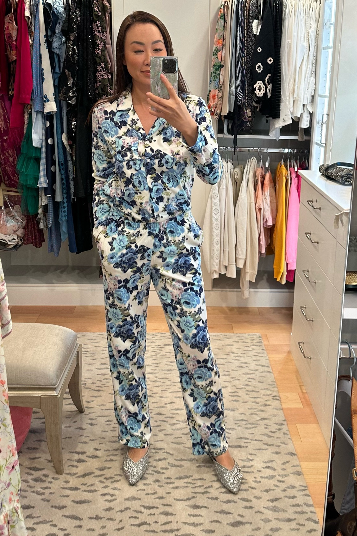 Floral lightweight fleece pajamas floral 
I am in size xs 

#LTKFindsUnder50 #LTKSeasonal