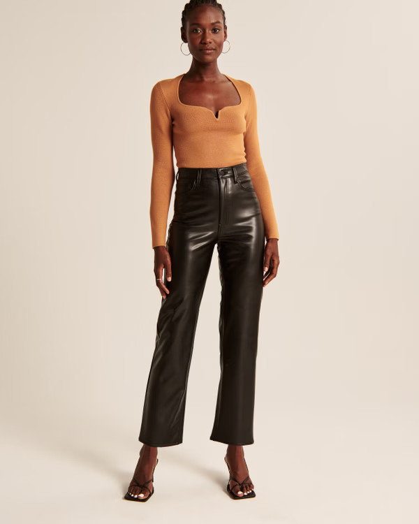 Women's Curve Love Vegan Leather 90s Relaxed Pant | Women's Bottoms | Abercrombie.com | Abercrombie & Fitch (US)