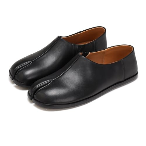Tabi Shoes Women Flats Moccasins Slipper, Leather Slip on Walking Split Toe Babouche Barefoot (Black, Adult, Women, 9, Numeric, US Footwear Size System, Medium) | Amazon (US)
