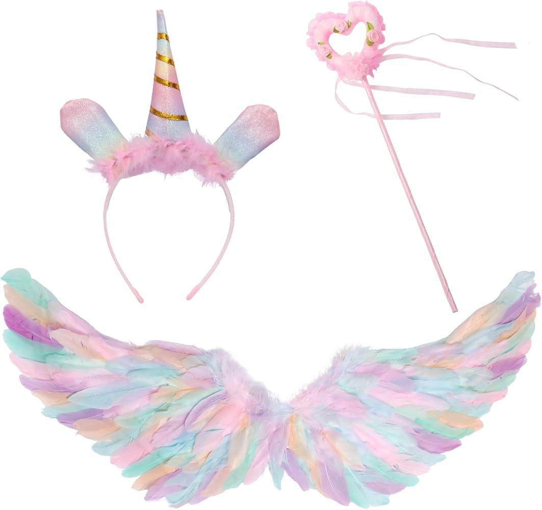 Angel Wings and Halo Magic Wand Set, Angel Wing Halloween Angel Costume Set for Kids Adults Women... | Amazon (US)