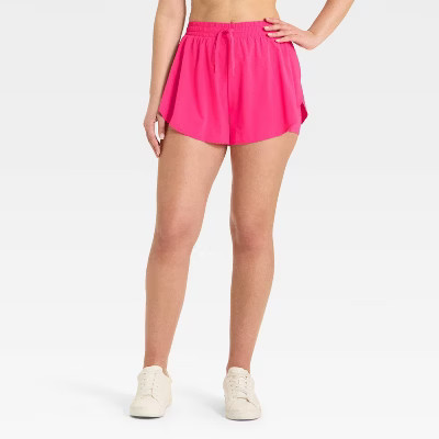 Women's Woven High-Rise Flutter Shorts 2.5" - All In Motion™ Berry Pink M | Target