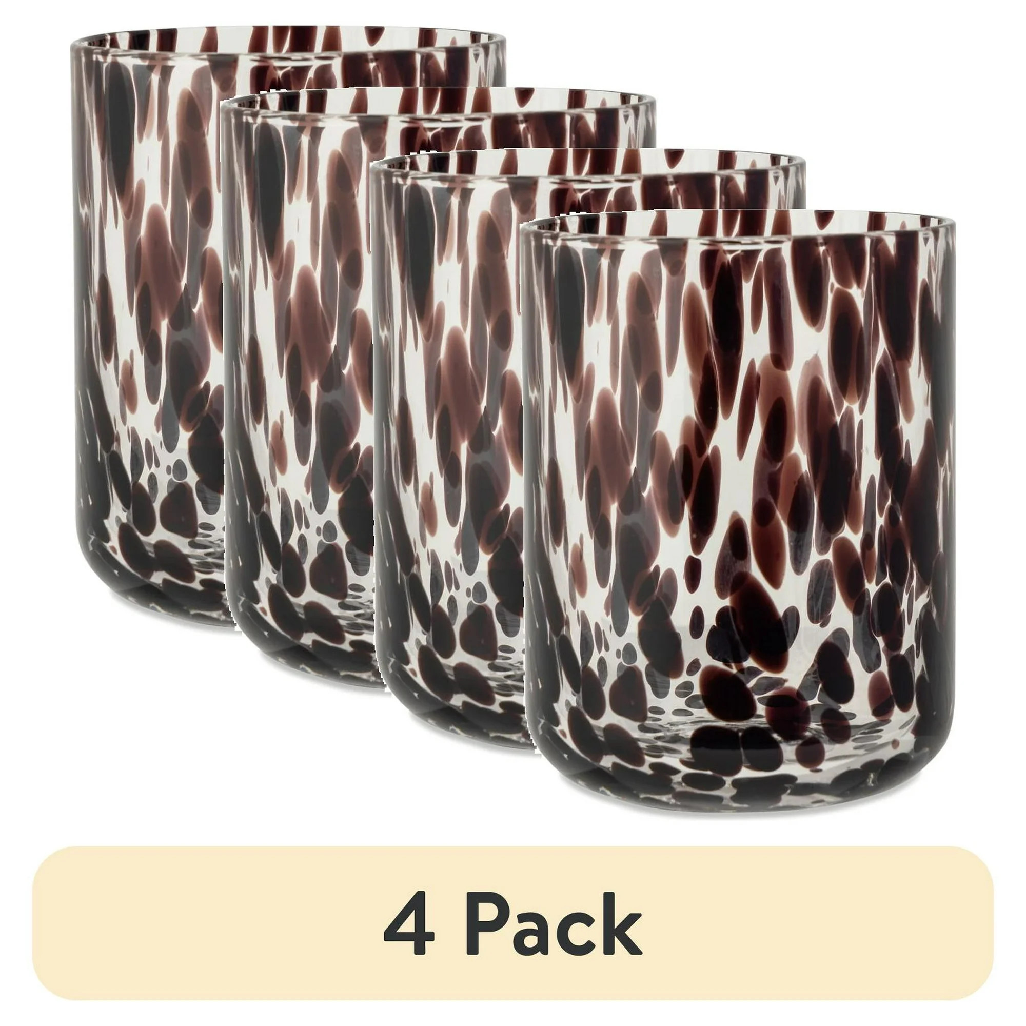 (4 pack) Thyme & Table 12 fl oz Black Tortoise Drinking Glass | Walmart (US)