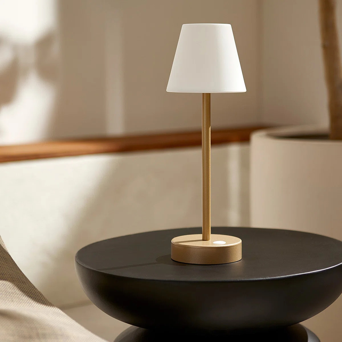 13” Outdoor Indoor Table Lamp Lola Slim 30 Brass Battery Powered Integrated Led | Wayfair North America