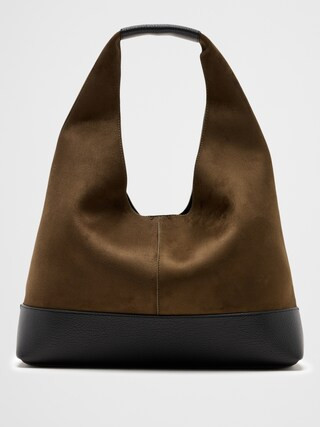 Vegan Suede Mixed Media Medium Slouchy Tote | Banana Republic Factory