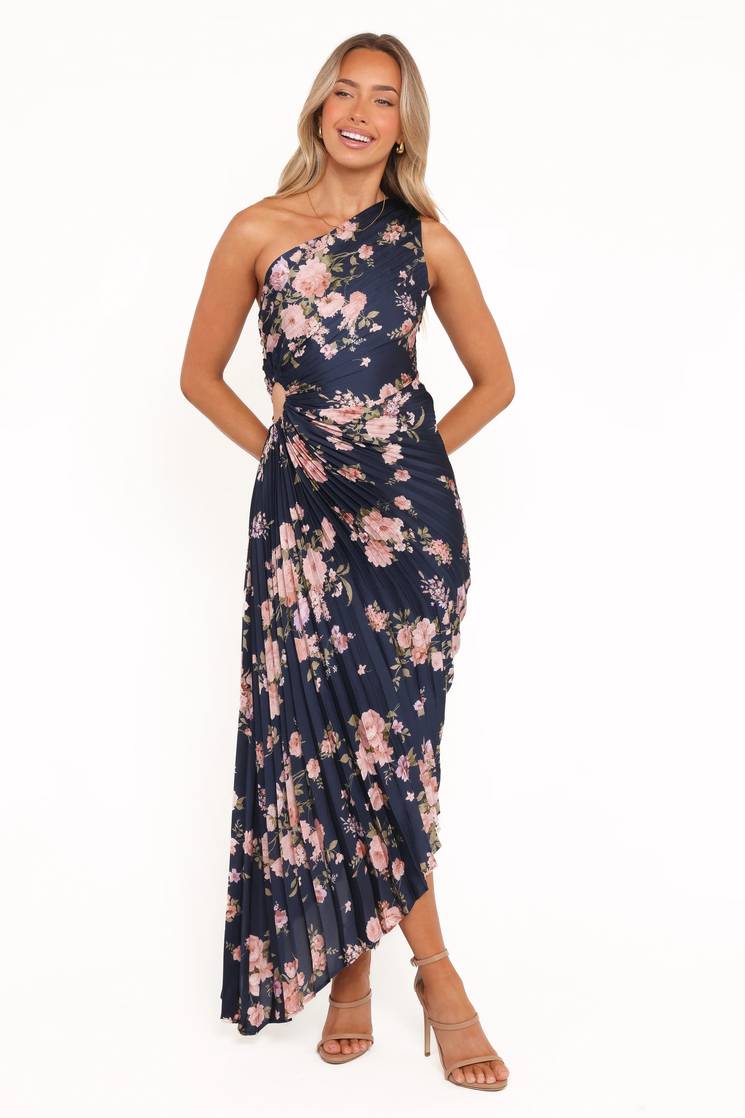 Kleo One Shoulder Maxi Dress - Navy Floral | Petal & Pup (AU)