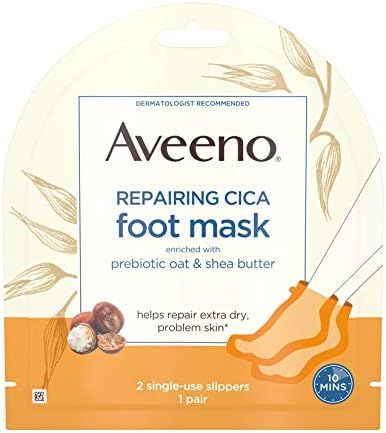 Aveeno Repairing CICA Foot Mask with Prebiotic Oat and Shea Butter, Moisturizing Foot Mask for Ex... | Amazon (CA)