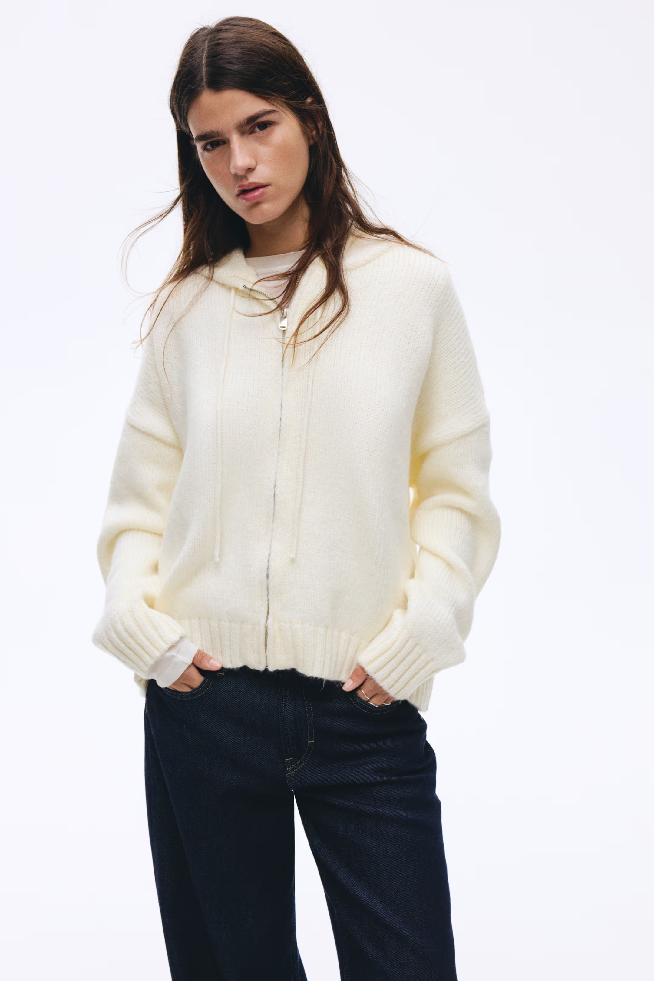 Knitted zip-through hoodie | H&M (UK, MY, IN, SG, PH, TW, HK)