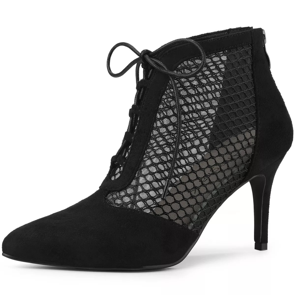 Allegra K Women's Mesh Lace Up Stiletto Heels Ankle Boots | Target