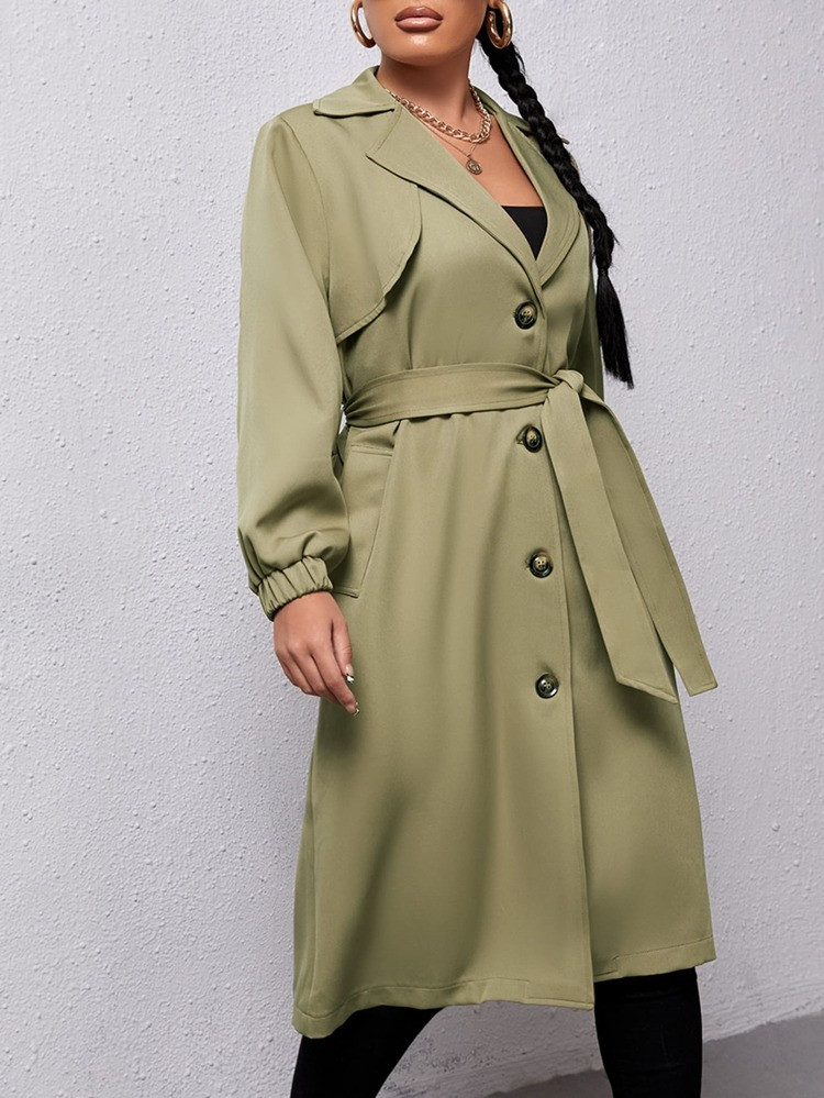SHEIN SXY Lapel Neck Belted Trench Coat | SHEIN