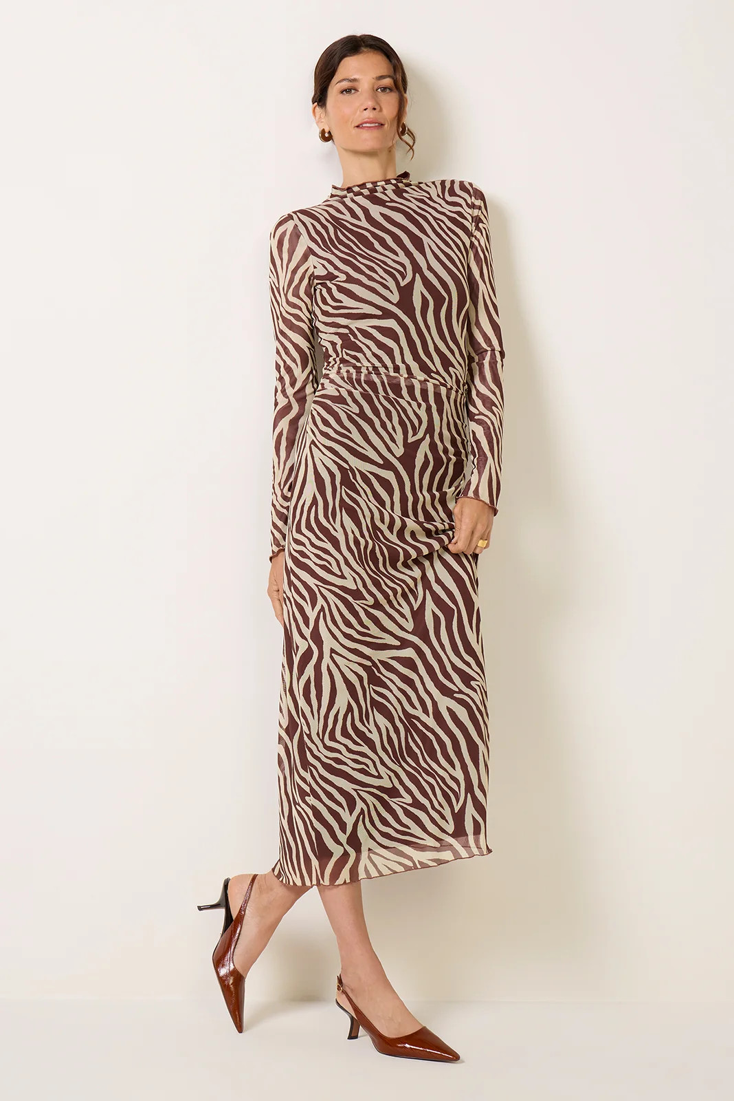 Sevilla Zebra Mesh Midi Dress | Evereve