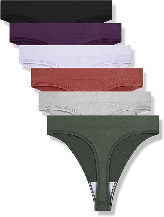 GRANKEE Women High Waisted Seamless Thong No Show Workout Underwear 6 pack | Tummy Control: Smoot... | Amazon (US)