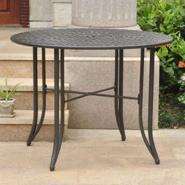 Pemberly Row Iron Patio Dining Table in Black | Walmart (US)