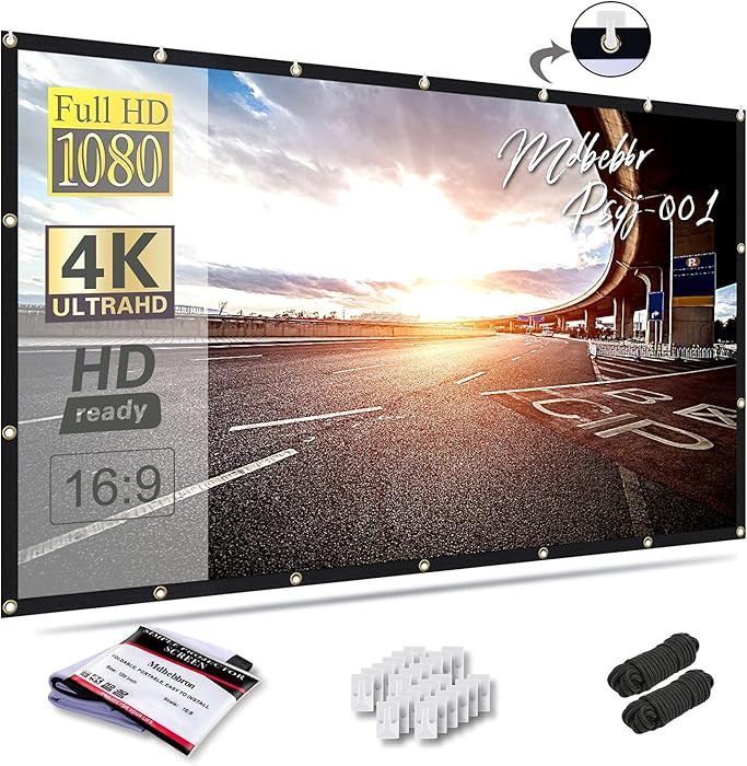 Mdbebbron 120 inch Projector Screen 16:9 Foldable Anti-Crease Portable Projector Movies Screens f... | Amazon (US)