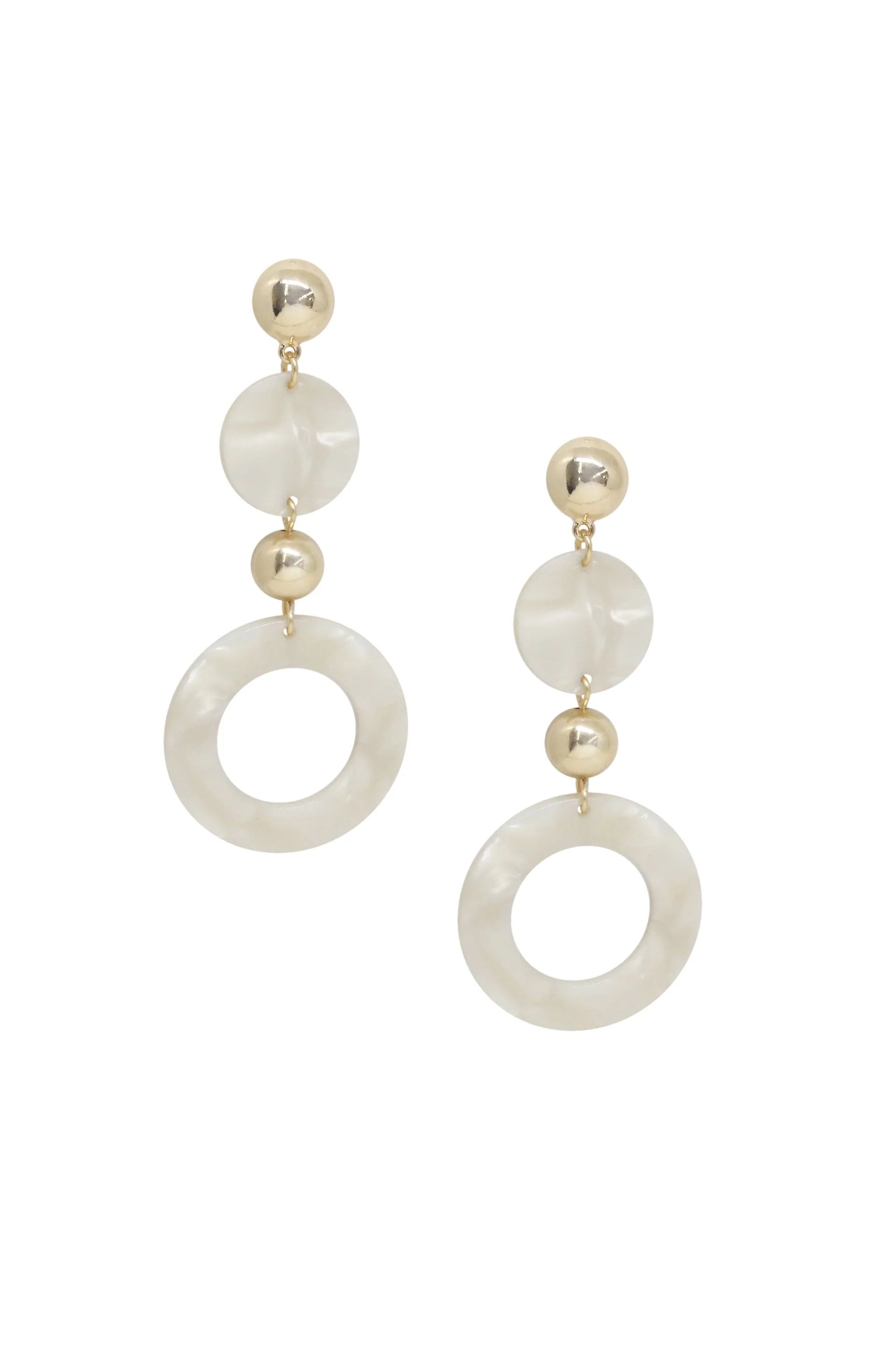 Soft Focus Resin Circle Drop 18k Gold Plated Earrings | Ettika