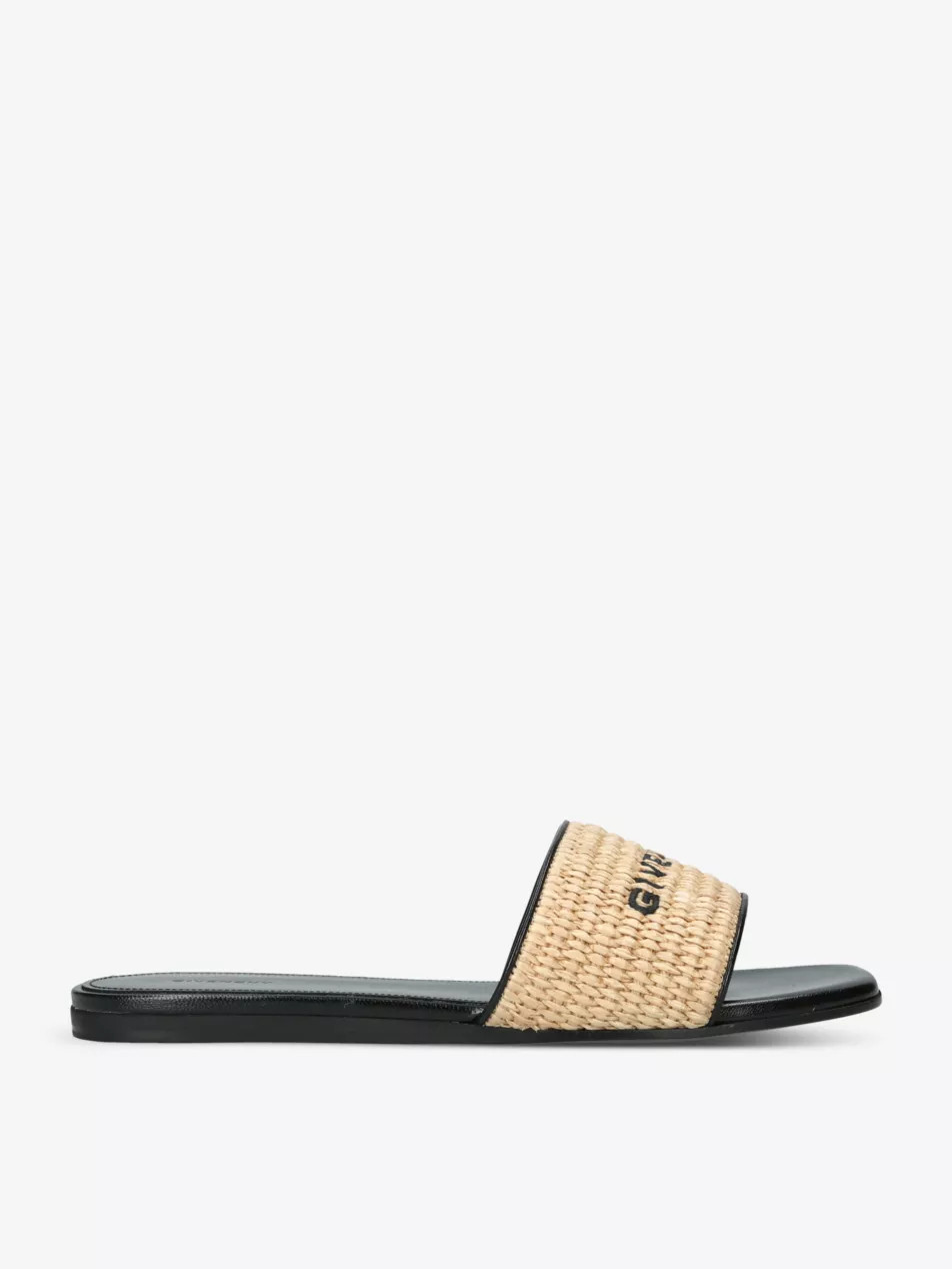 4G logo-print raffia sandals | Selfridges