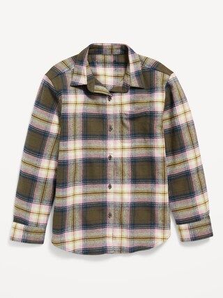 Cozy Long-Sleeve Button-Front Plaid Shirt for Girls | Old Navy (US)