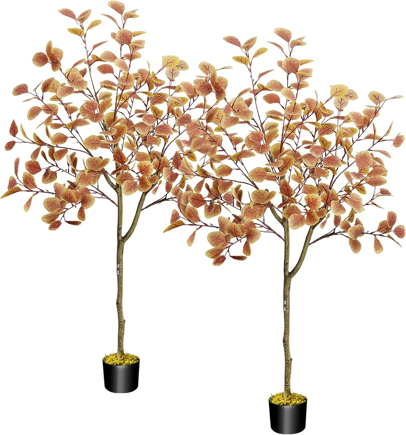 5FT Fall Trees 2pcs Autumn Eucalyptus Artificial Tree for Fall Porch Decor | Amazon (US)
