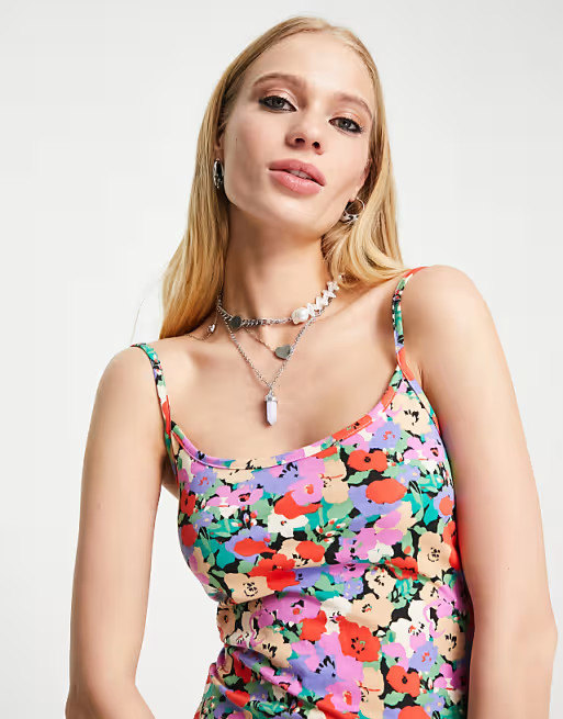 Only unitard romper in bright poppy floral | ASOS (Global)