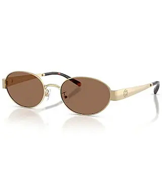 Tory Burch Women's TY6116 54mm Oval Sunglasses - Shiny Light Gold/Dark Brown | Dillard's