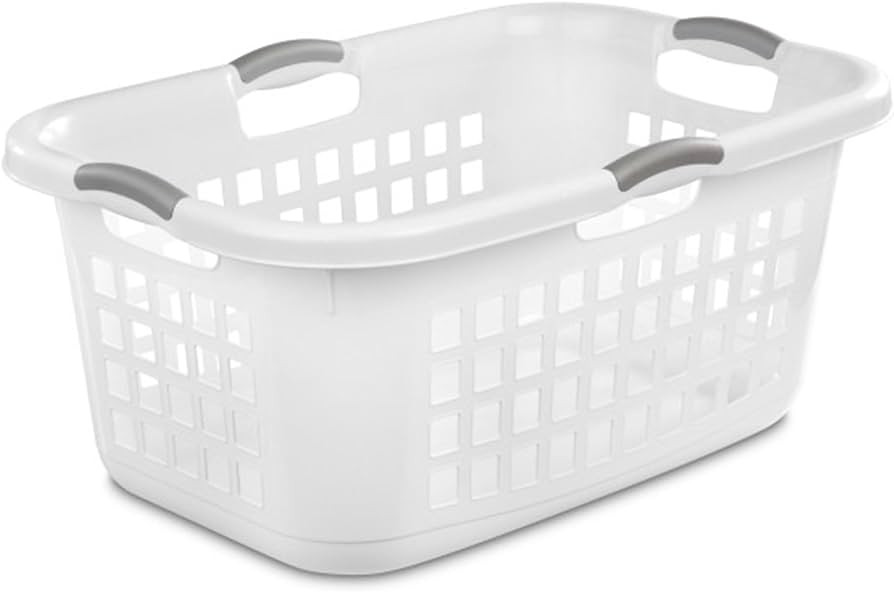 Sterilite 6 Pack Plastic Laundry Basket Clothes Hamper, 2 Bushel, Ultra, White | Amazon (US)