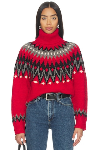 Fair Isle Wool Blend Turtleneck Sweater in Fireside Red Multi | Revolve Clothing (Global)