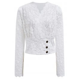 Exquisite Floral Lace Crop Wrap Top in Ivory | Chicwish