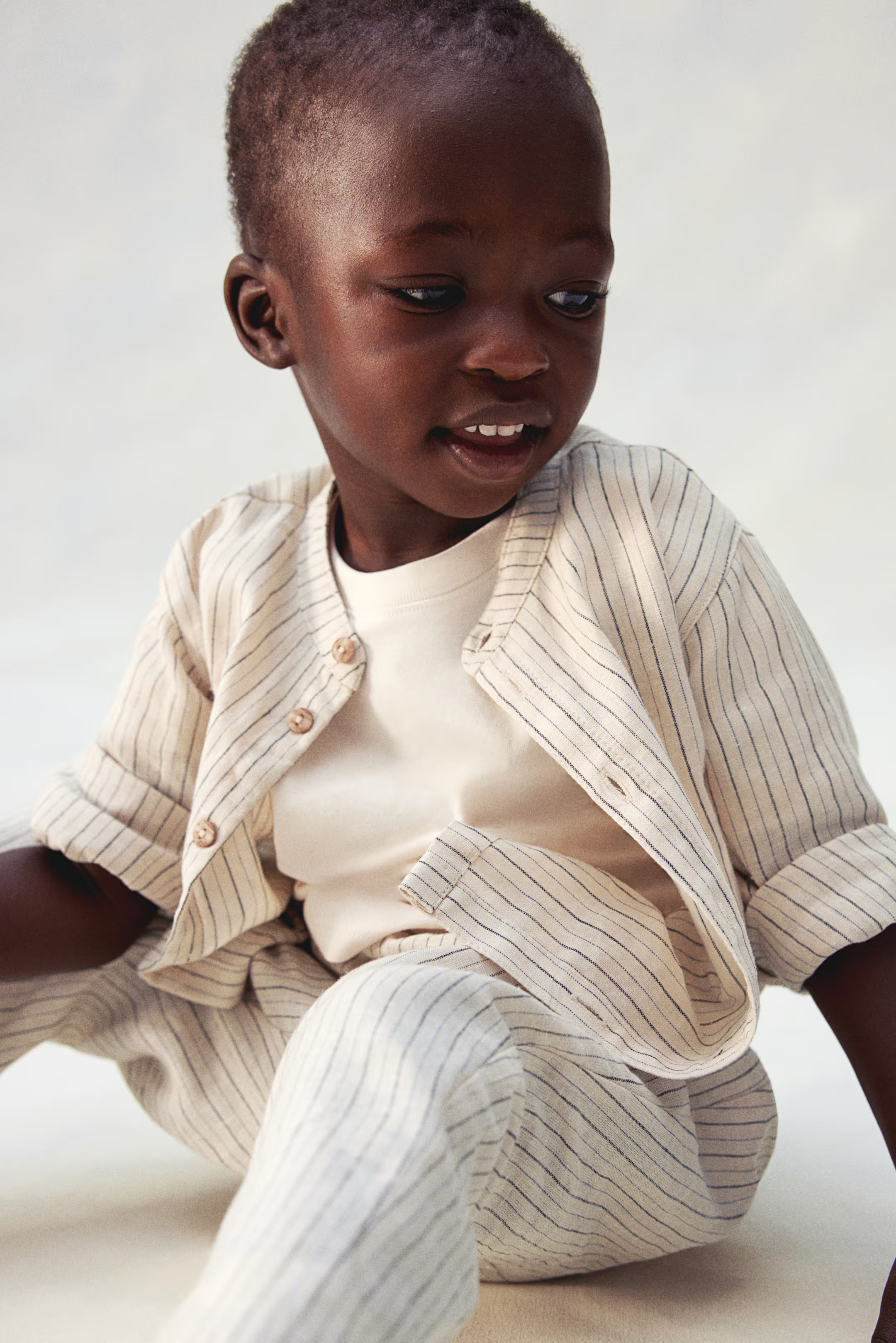 Linen-blend Band Collar Shirt | H&M (US + CA)