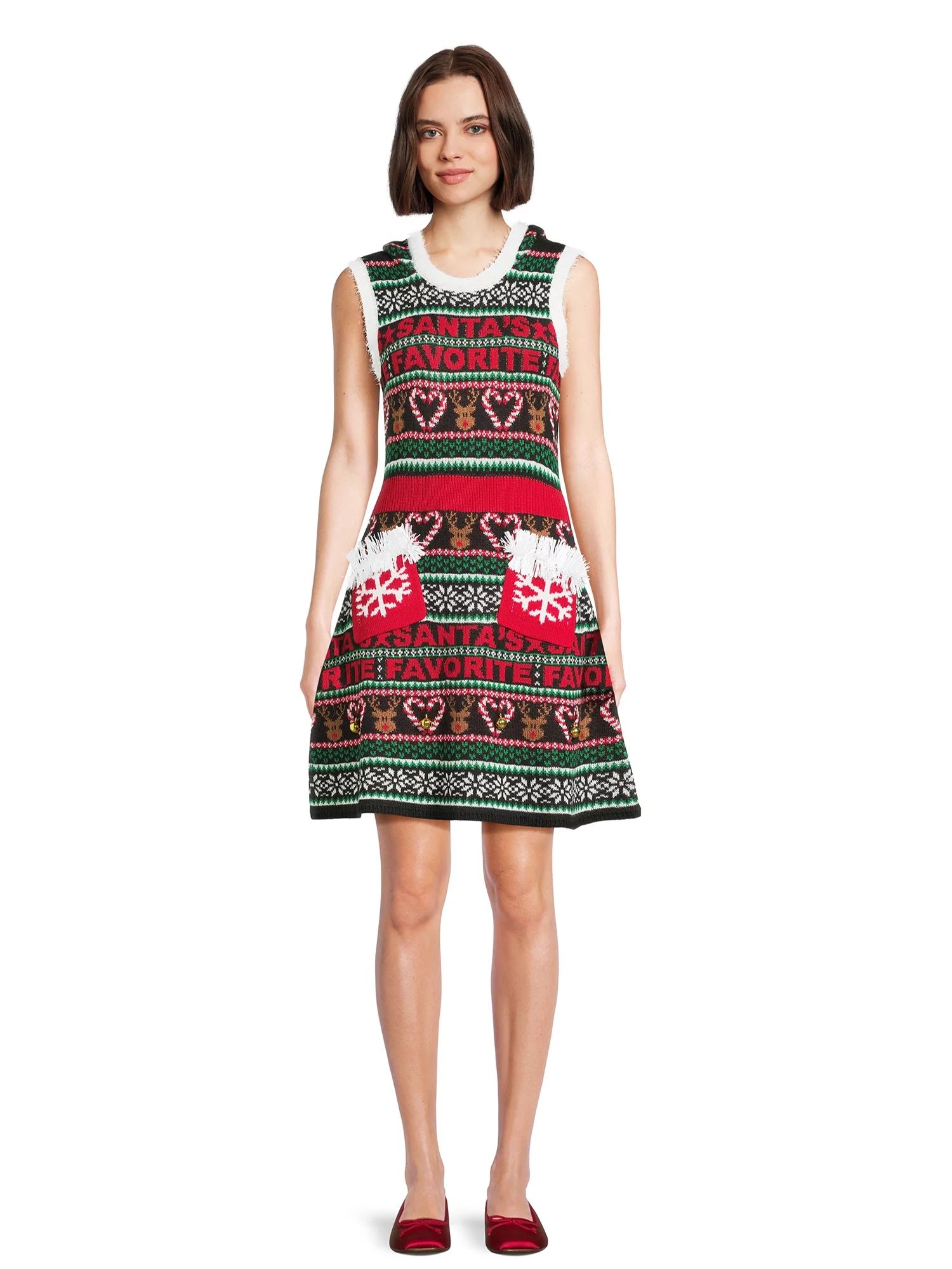 No Boundaries Juniors Santa’s Favorite Dress with Hood, Sizes XS-3XL | Walmart (US)