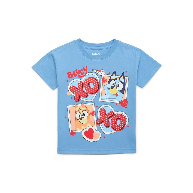 Bluey Toddler Valentine's Day Graphic Tee with Short Sleeves, Sizes 12M-5T - Walmart.com | Walmart (US)