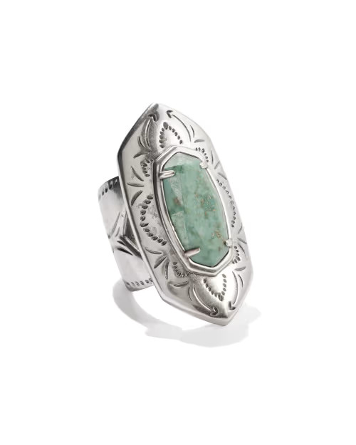 Keziah Vintage Silver Cocktail Ring in Sea Green Chrysocolla | Kendra Scott