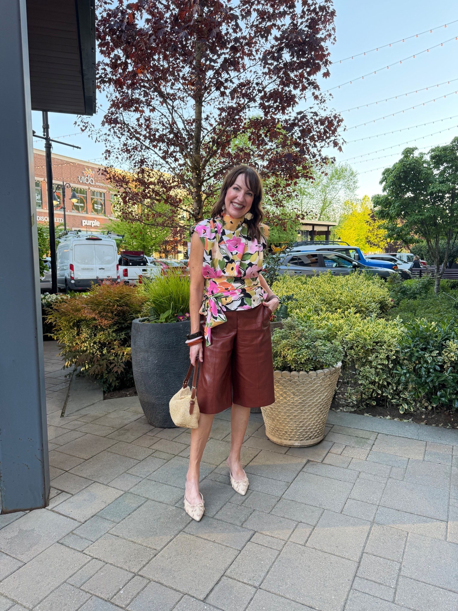 What I wore the the new Devil Wears Prada movie! 

Zara, faux leather culottes, floral top, raffia bag, kitten heel mules 


#LTKootd #LTKgrwm #LTKOver40