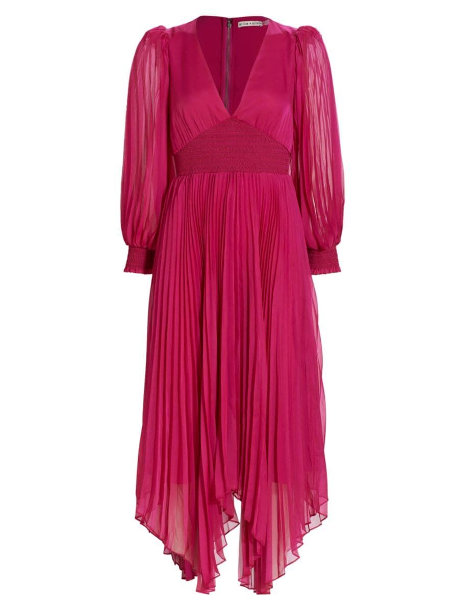 Sion Pleated & Smocked Midi-Dress | Saks Fifth Avenue