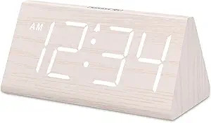 DreamSky Wooden Digital Alarm Clocks for Bedrooms - Electric Desk Clock with Large Numbers, USB P... | Amazon (US)