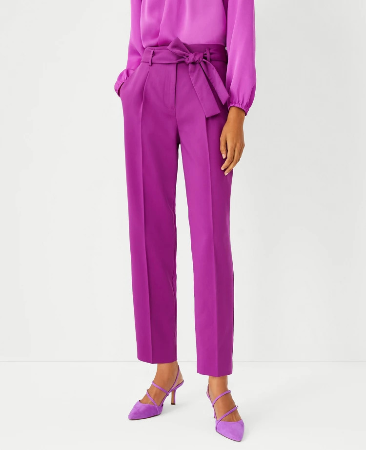 The Belted High Waist Taper Pant in Twill | Ann Taylor (US)