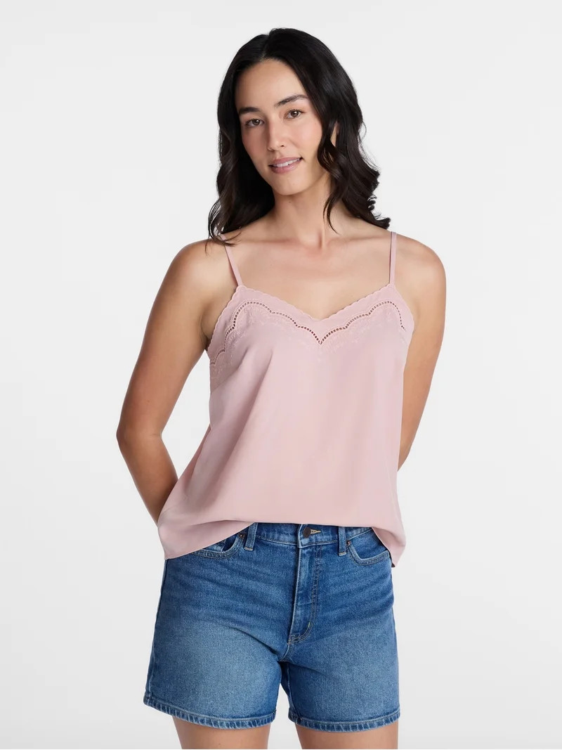 Time and Tru Embroidered Cami, Size XS-XXXL | Walmart (US)