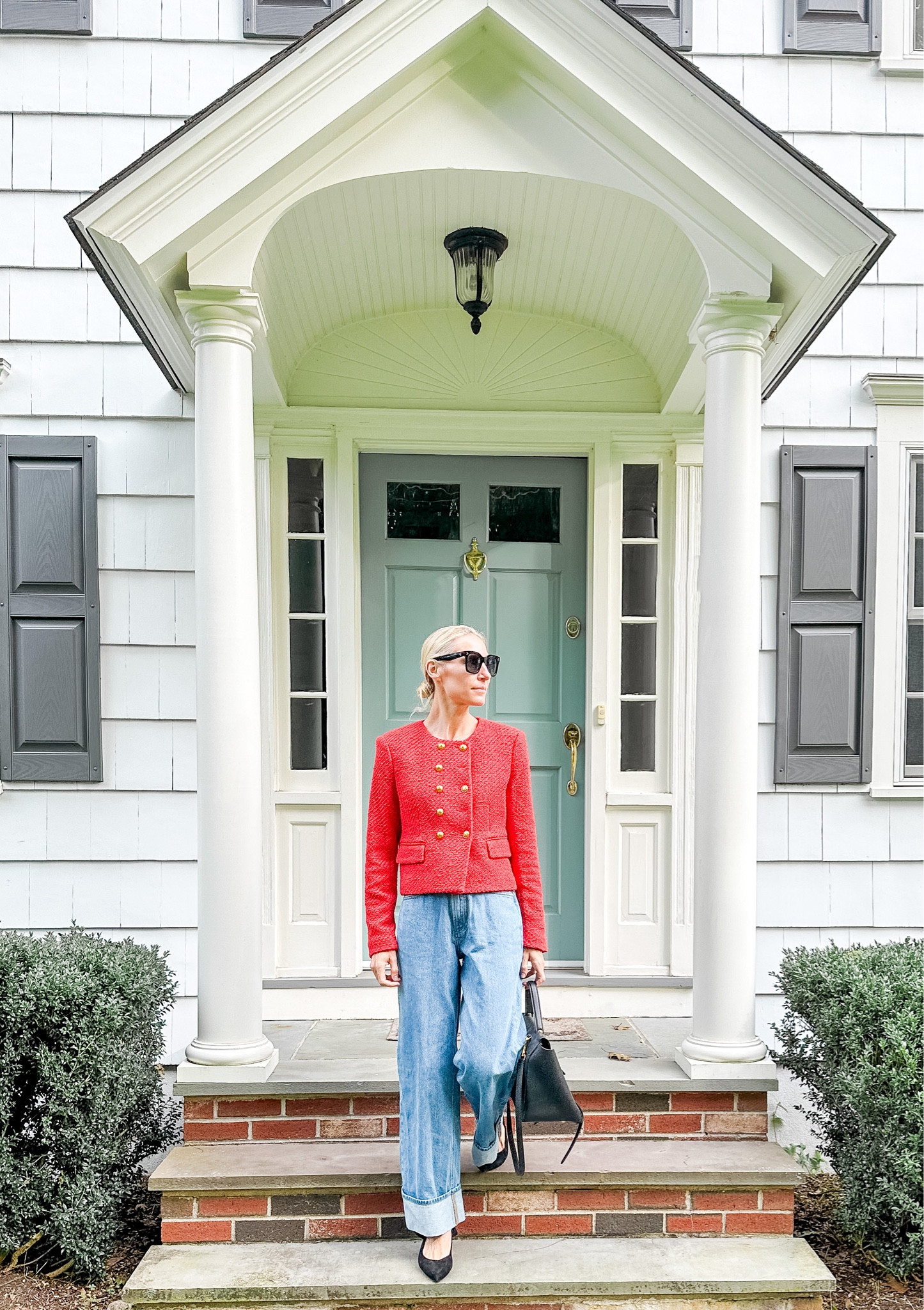 Work outfit, red, jacket, blazer, cuffed jeans, fall outfit, fall workwear, work outfit 

#LTKworkwear #LTKSeasonal #LTKstyletip